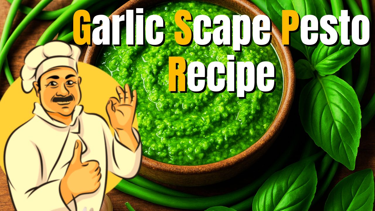 Garlic Scape Pesto Recipe. Fresh, delicious and easy to make